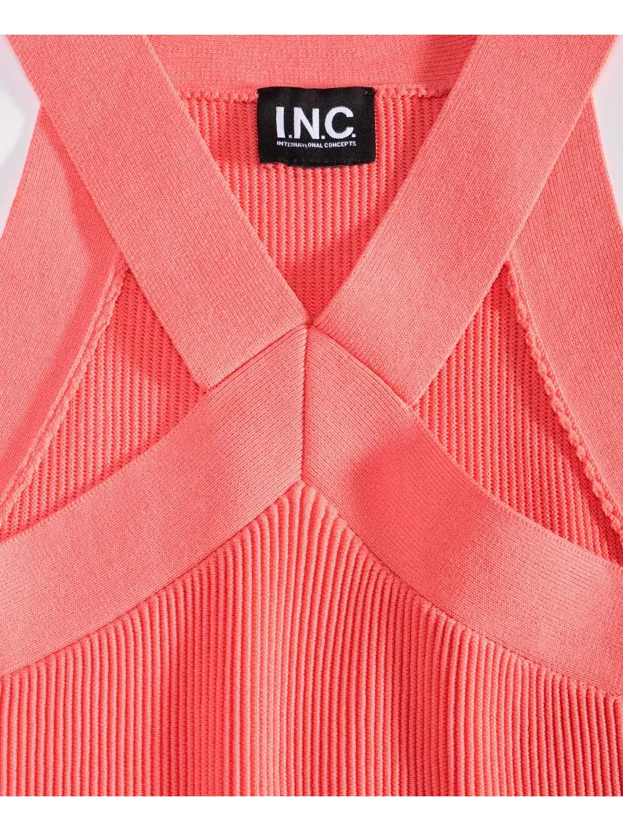 Женский топ-майка с завязками на шее I.N.C. International Concepts — изображение 4 из 4, коралловый