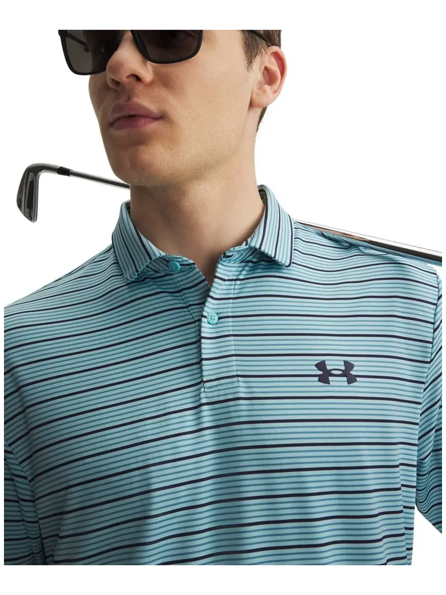 Мужская рубашка-поло в полоску Matchplay Under Armour — изображение 2 из 3, синий