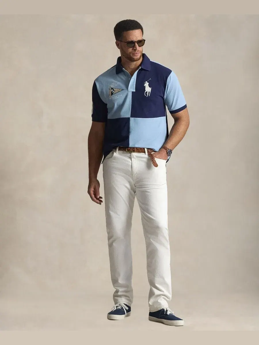 Мужская классическая сетчатая рубашка-поло больших размеров Polo Ralph Lauren — изображение 2 из 5, темно-синий/синий
