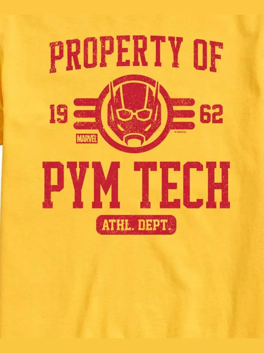 Мужская футболка с коротким рукавом Marvel Ant-Man Property Of Pym Tech с графическим принтом — изображение 3 из 3, желтый