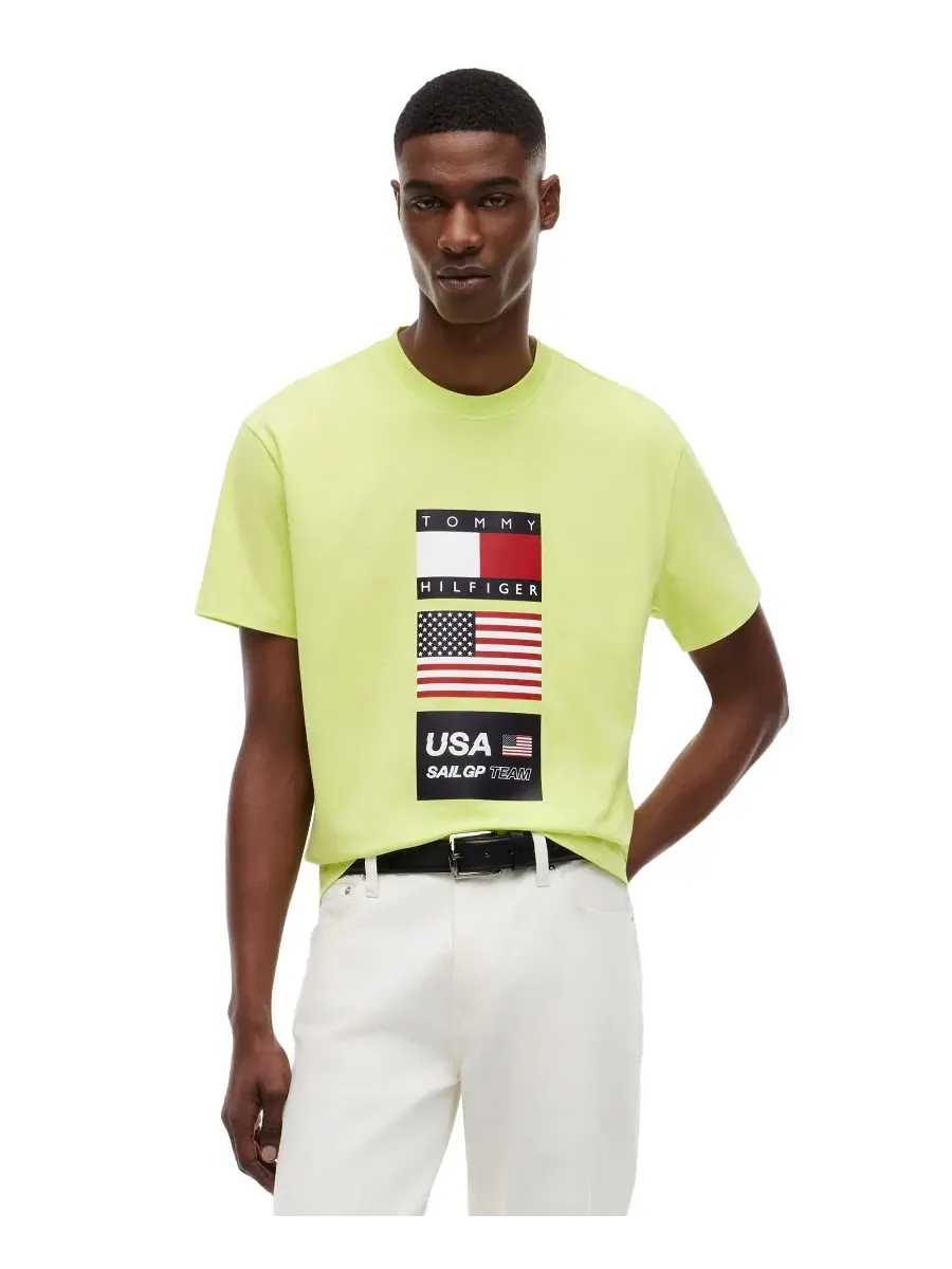 Футболка с принтом U.S. SailGP Flag Crewneck Tommy Hilfiger, Citra Lime