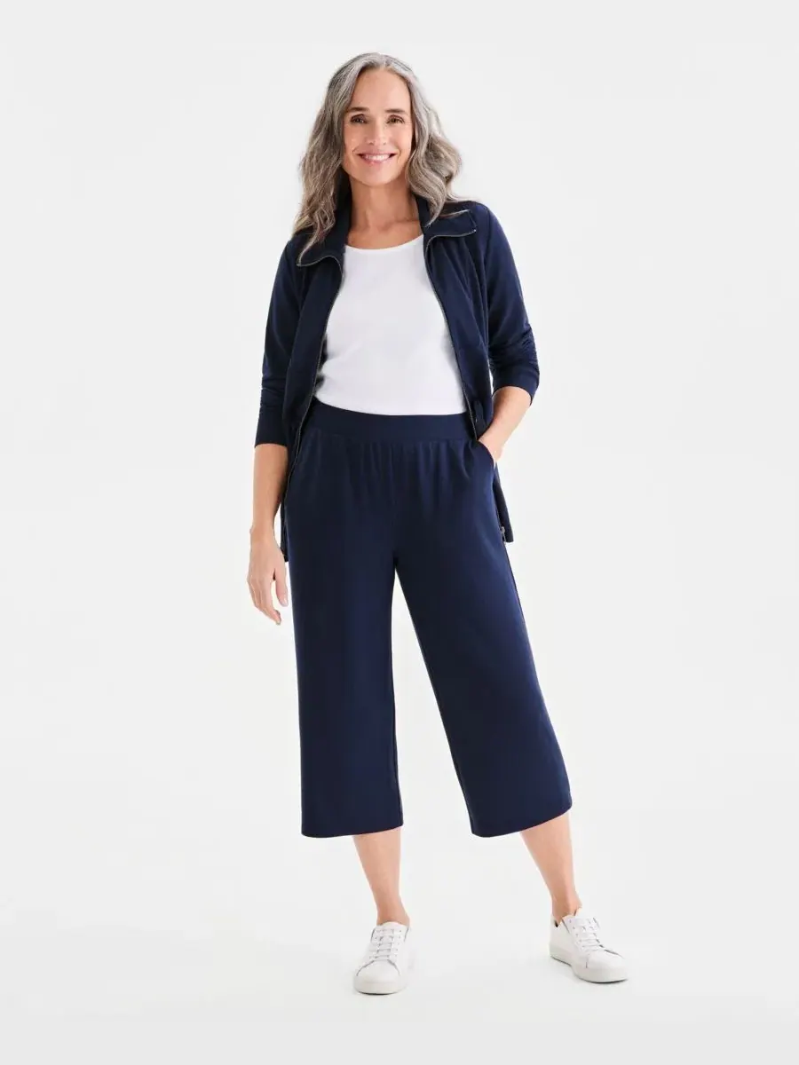 Женские брюки-капри LuxLounge из французского махрового трикотажа Style & Co — изображение 1 из 4, синий