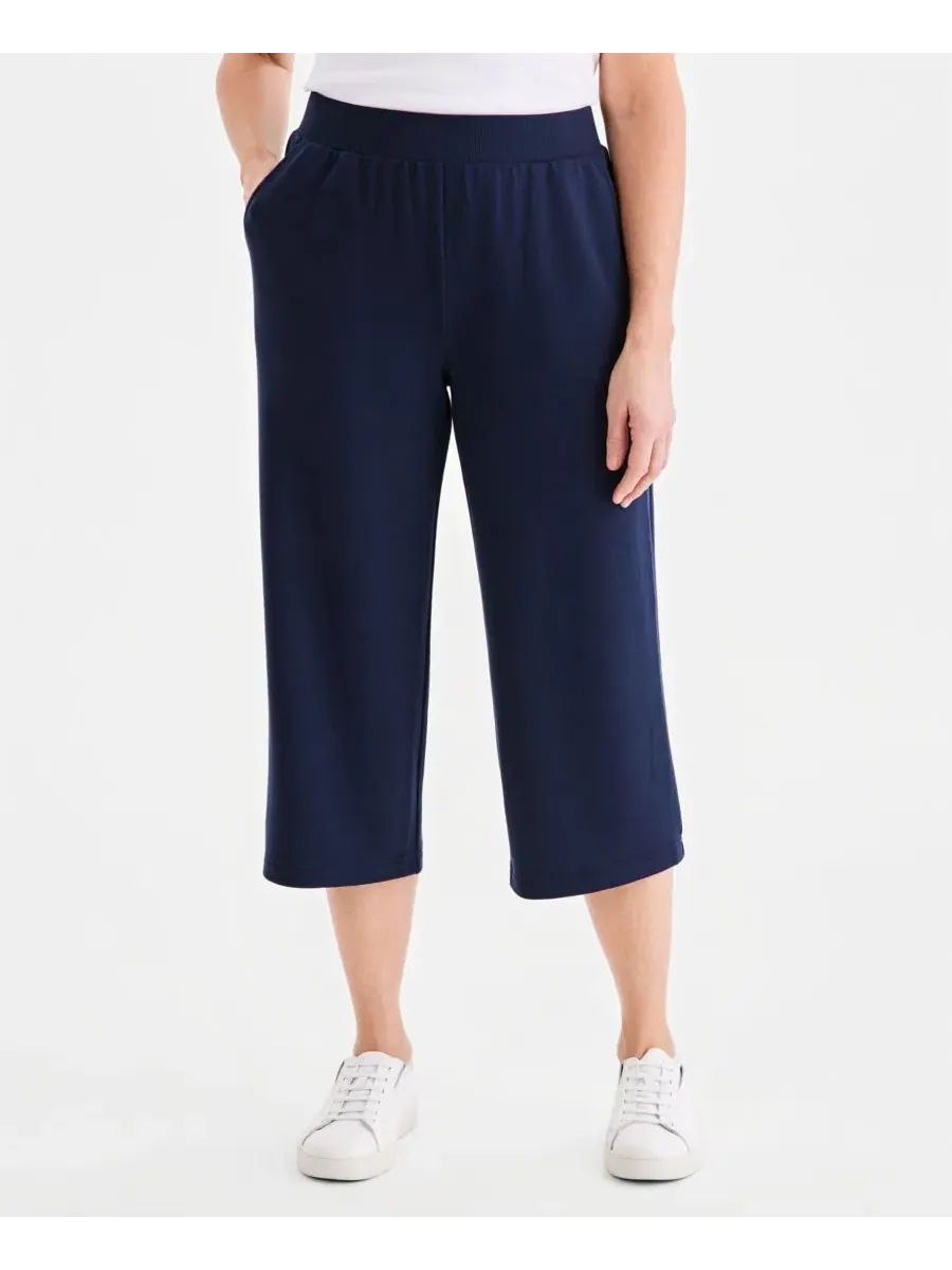 Женские брюки-капри LuxLounge из французского махрового трикотажа Style & Co — изображение 3 из 4, синий