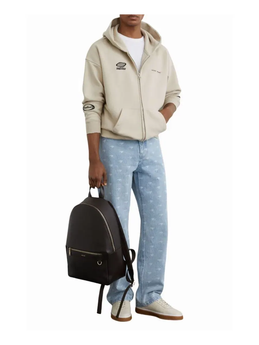 Худи-олимпийка с молнией Ashlam Zip Through Motorsport Embroidered REISS — изображение 2 из 4, серый