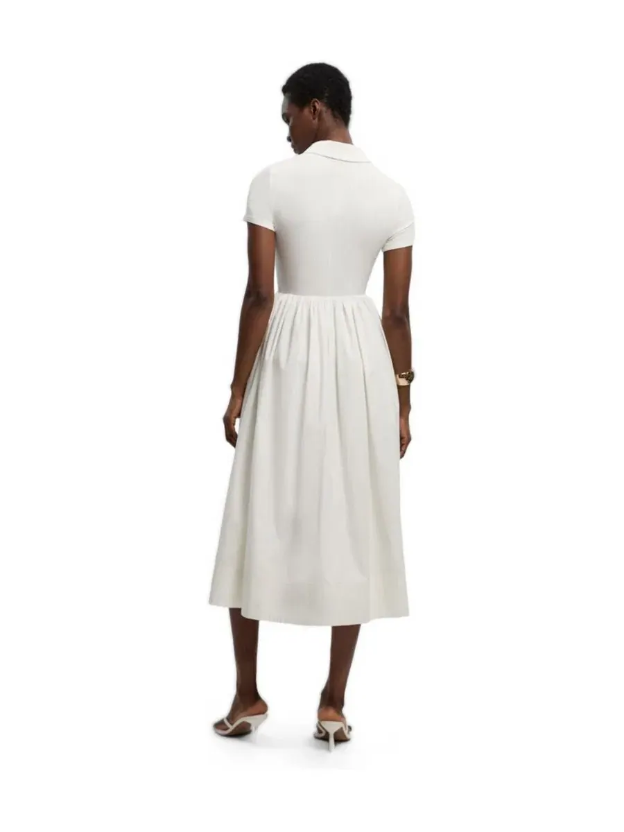 Платье-рубашка с воротником и коротким рукавом Rib Shirt Midi Karen Millen — изображение 3 из 4, белый