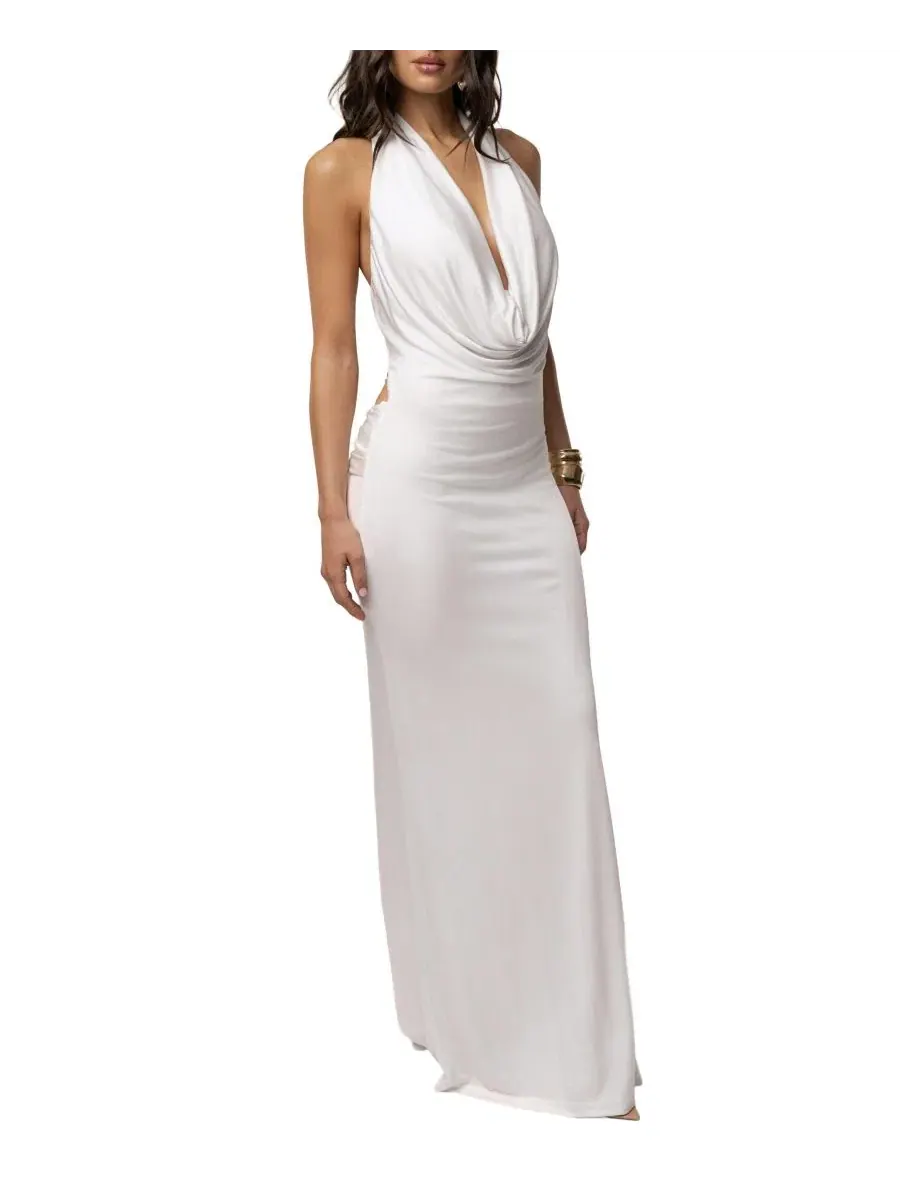 Платье макси с драпировкой Lunara Cowl Maxi Dress JLUXLABEL — изображение 10 из 11, бежевый