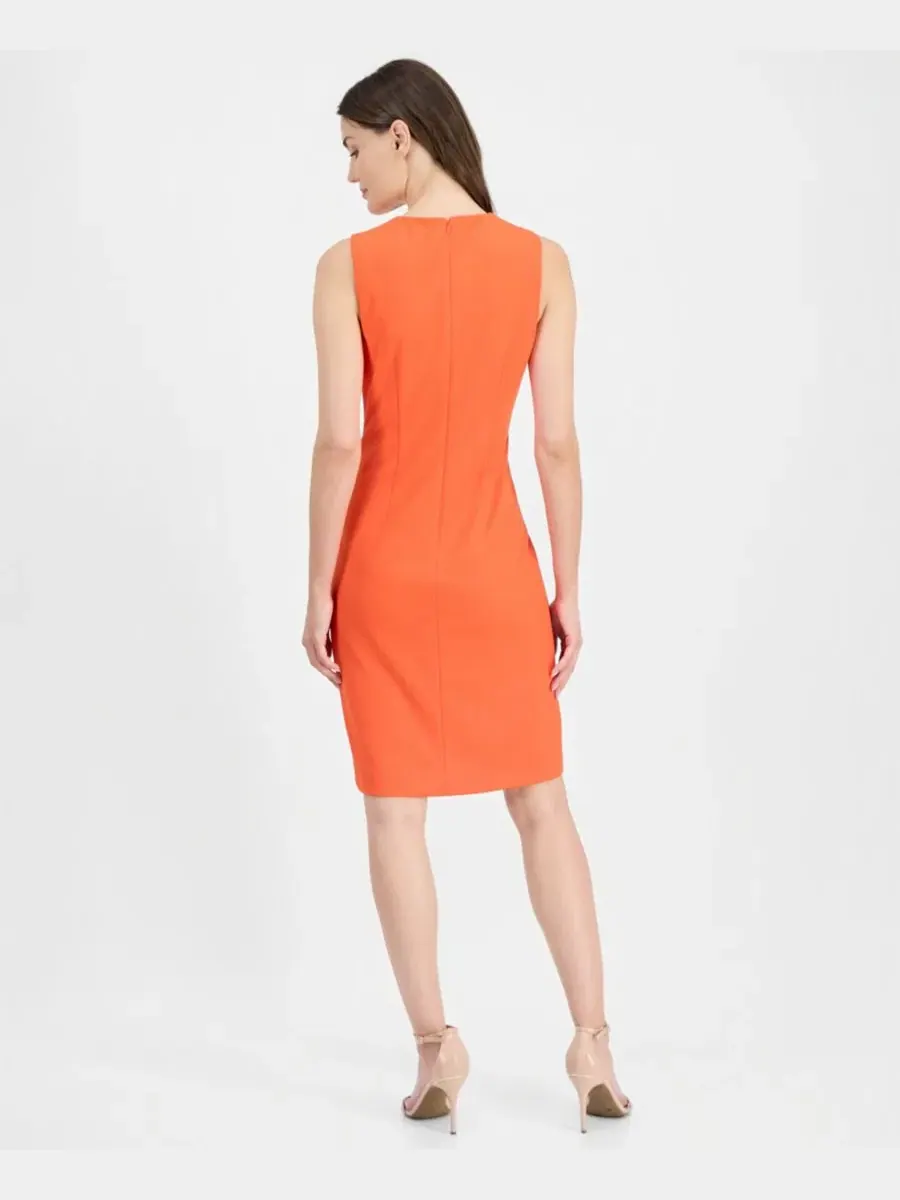 Платье-футляр без рукавов с jewel-вырезом Anne Klein, Carrot — изображение 2 из 3