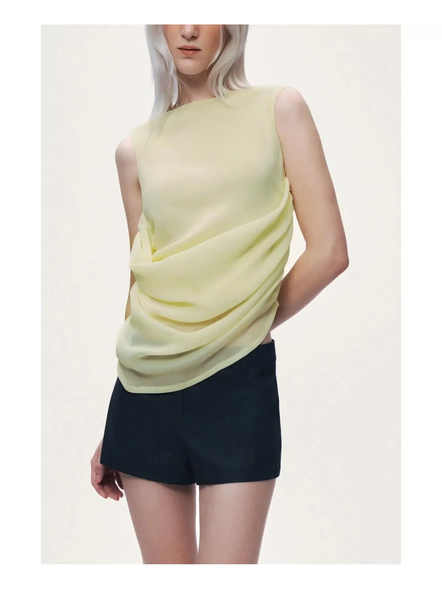Блуза NOCTURNE Draped Sleeveless — изображение 2 из 6, желтый