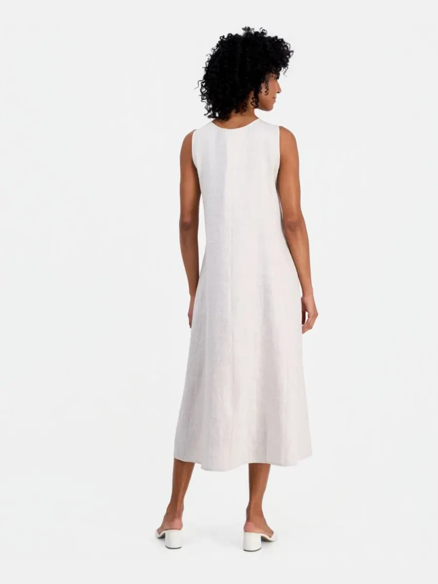 Женское полосатое платье без рукавов с вырезом-лодочкой Eileen Fisher — изображение 4 из 5, пшеница