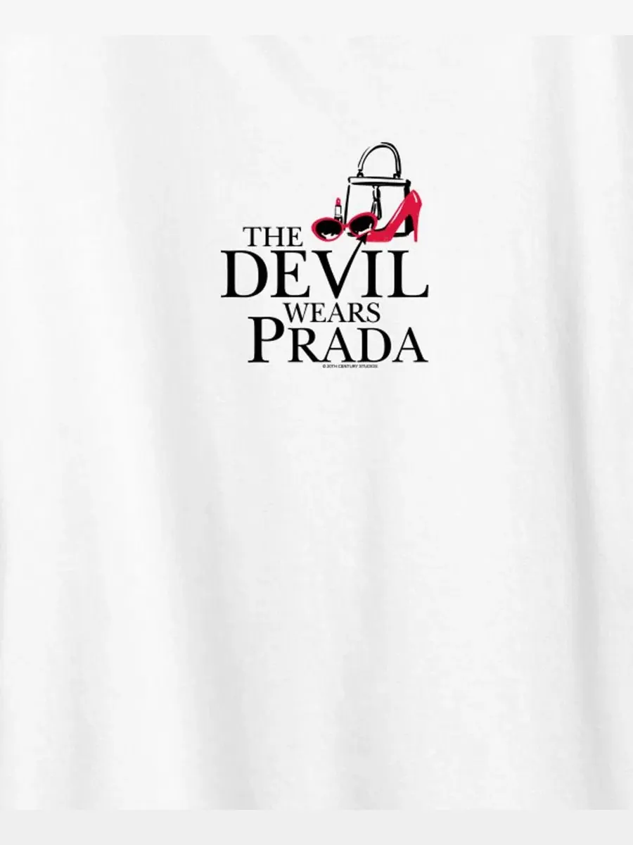 Футболка с коротким рукавом "Дьявол носит Prada" больших размеров от Andy's Accessories Hybrid — изображение 2 из 3, белый