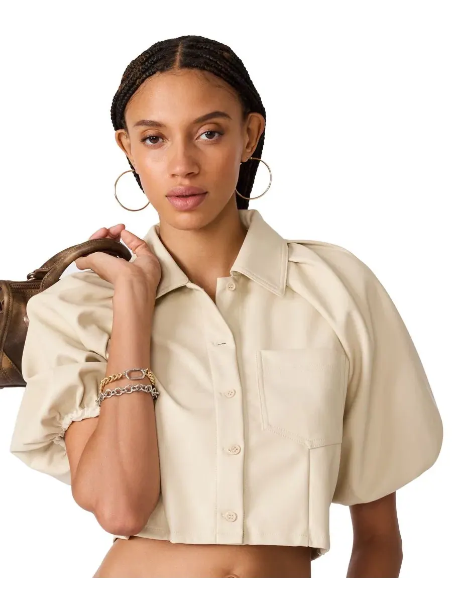 Женский топ с воротником и коротким рукавом Reece Steve Madden — изображение 1 из 6, кость