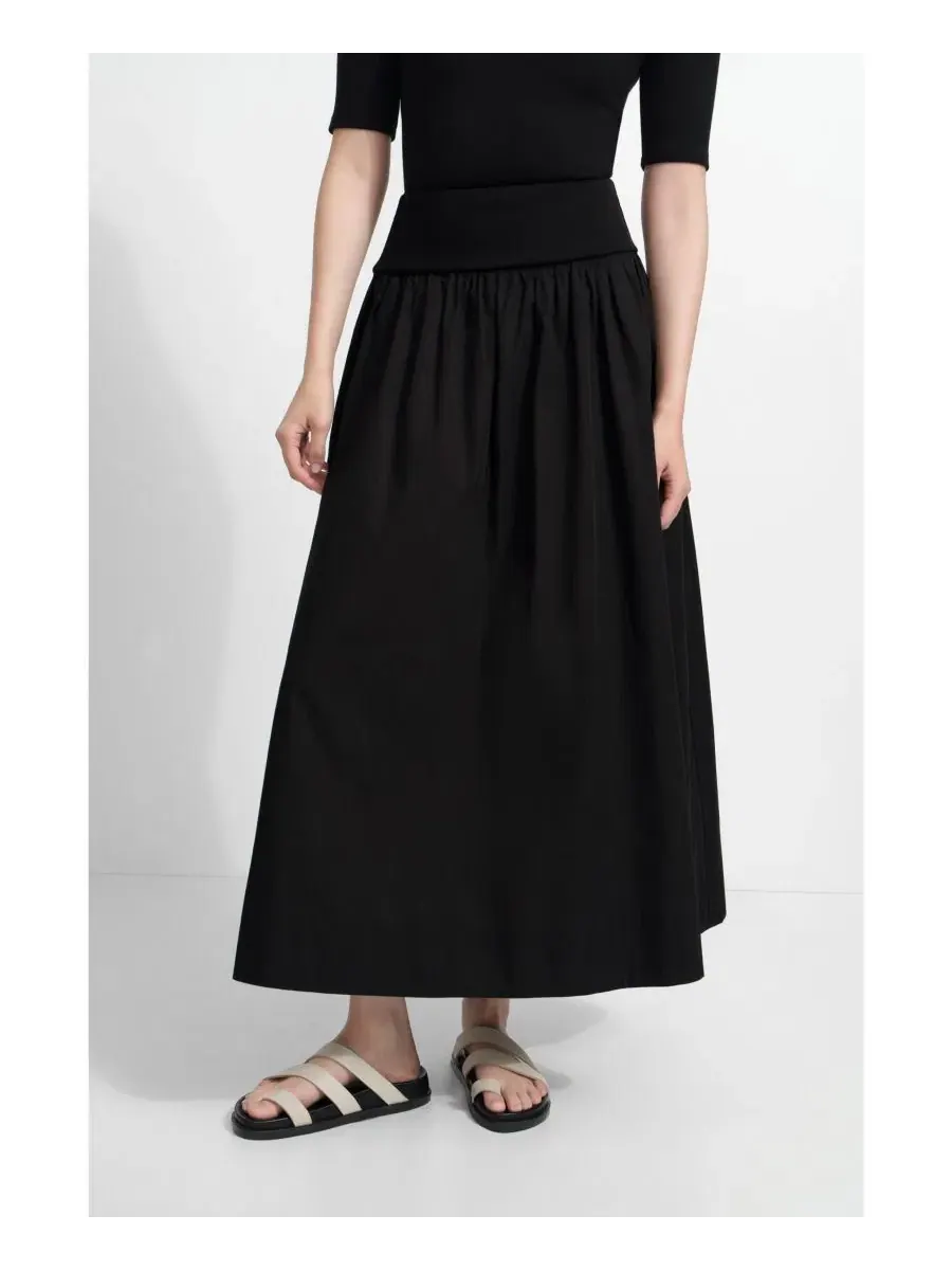Юбка-макси из поплина с высокой талией Throop Skirt Marcella — изображение 1 из 8, черный