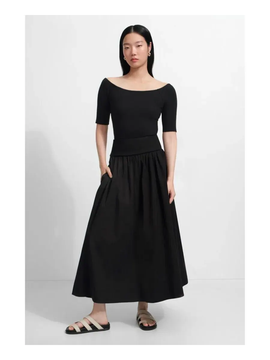 Юбка-макси из поплина с высокой талией Throop Skirt Marcella — изображение 4 из 8, черный