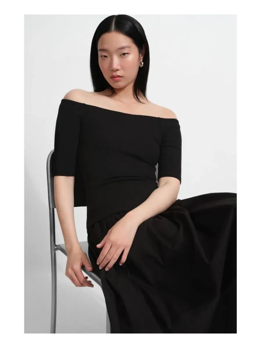 Юбка-макси из поплина с высокой талией Throop Skirt Marcella — изображение 5 из 8, черный