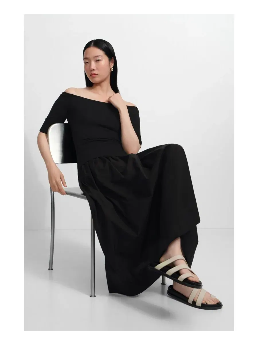 Юбка-макси из поплина с высокой талией Throop Skirt Marcella — изображение 6 из 8, черный