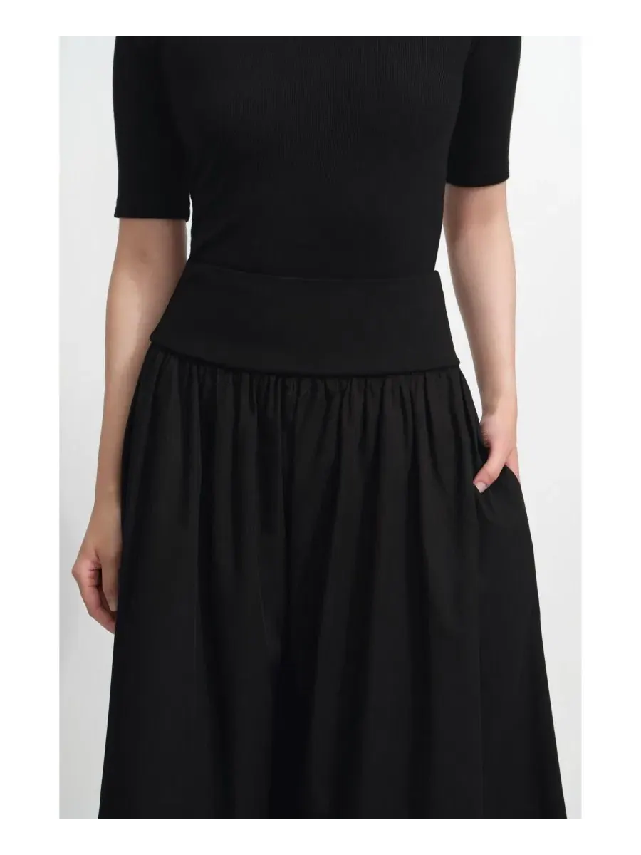 Юбка-макси из поплина с высокой талией Throop Skirt Marcella — изображение 7 из 8, черный