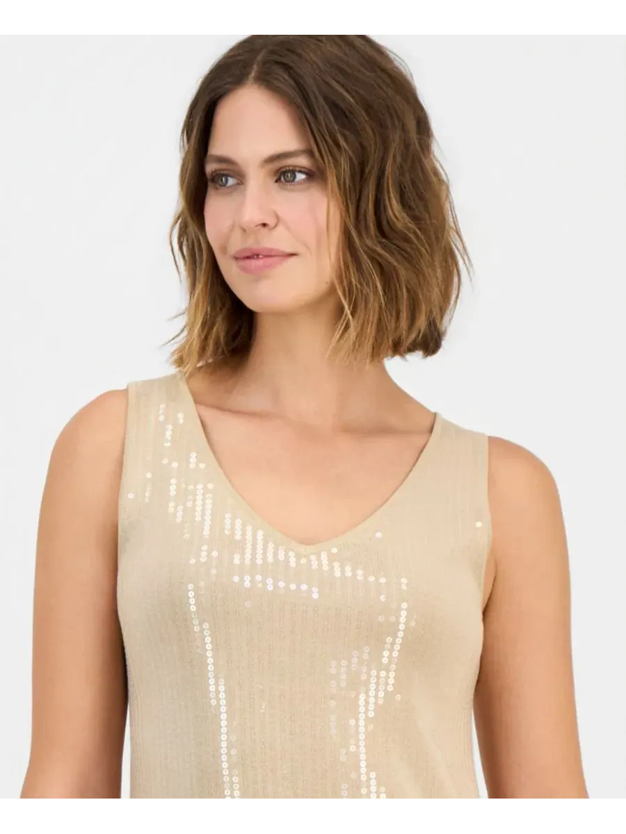 Топ без рукавов с блестками Anne Klein — изображение 3 из 3, сафари