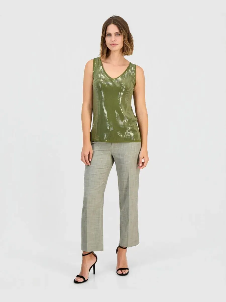 Топ с пайетками Anne Klein — изображение 2 из 4, зеленый