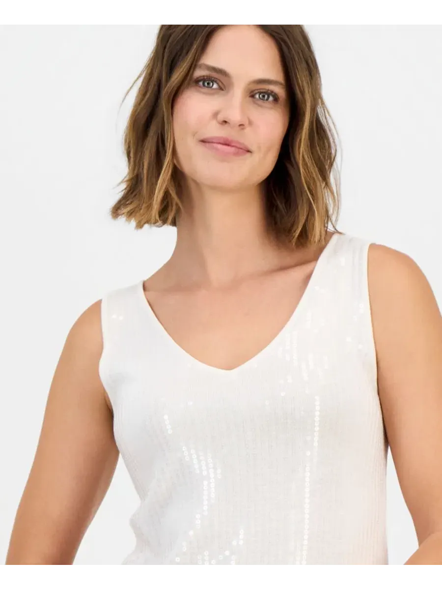 Топ с блестками Anne Klein — изображение 3 из 3, белый