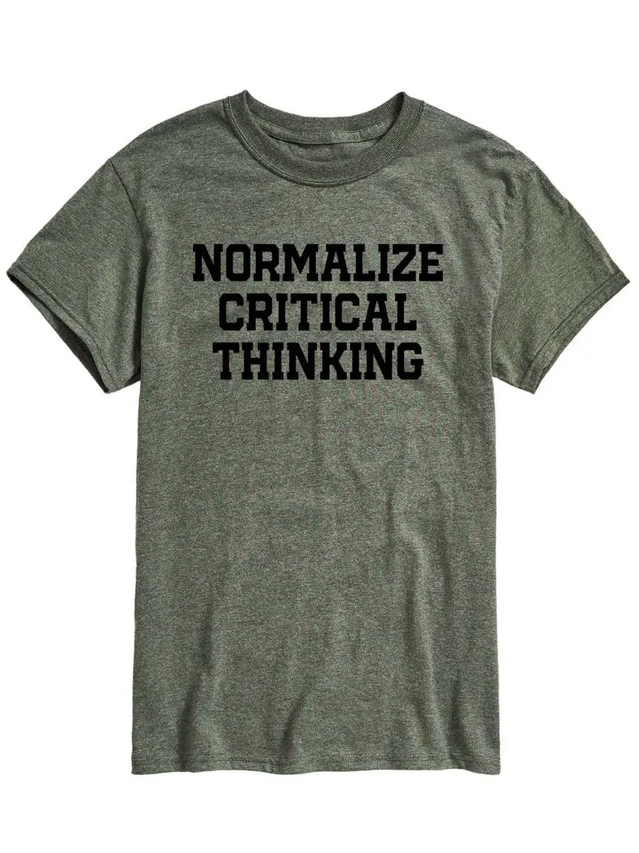 Футболка с принтом Normalize Critical Thinking AIRWAVES — изображение 1 из 3, зеленый