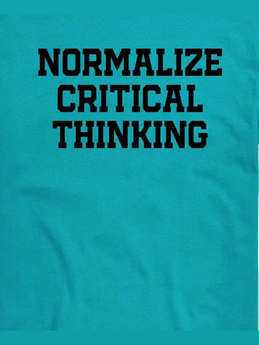Футболка с принтом Normalize Critical Thinking AIRWAVES — изображение 3 из 3, синий