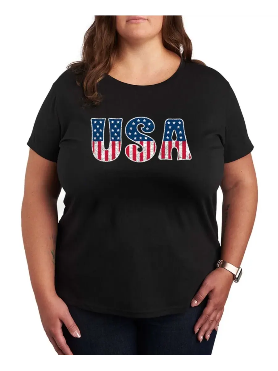 Футболка с коротким рукавом с принтом Instant Message USA Flag Fill Hybrid Apparel — изображение 1 из 3, черный