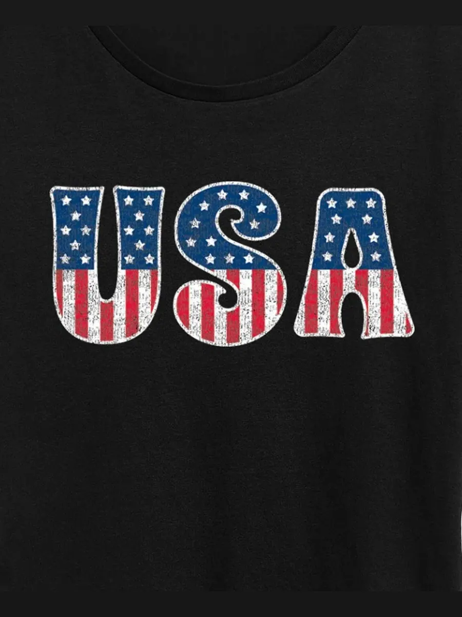 Футболка с коротким рукавом с принтом Instant Message USA Flag Fill Hybrid Apparel — изображение 2 из 3, черный