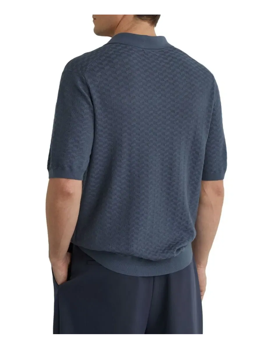Поло с геометрическим трикотажем, Slim Fit, модель Sol REISS — изображение 7 из 9, коричневый
