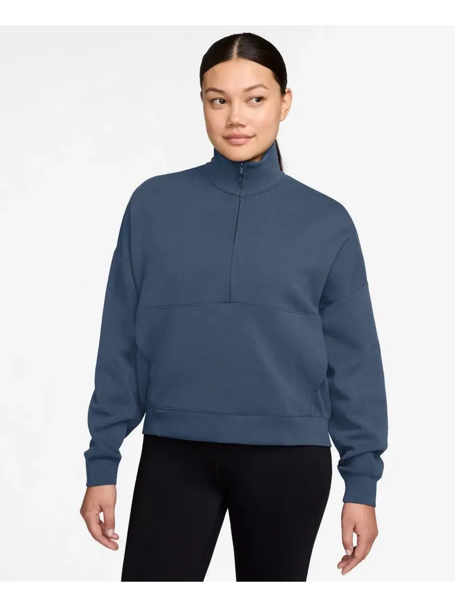 Топ оверсайз с полузастежкой Nike 24.7 Impossibly Soft — изображение 1 из 3, темно-синий
