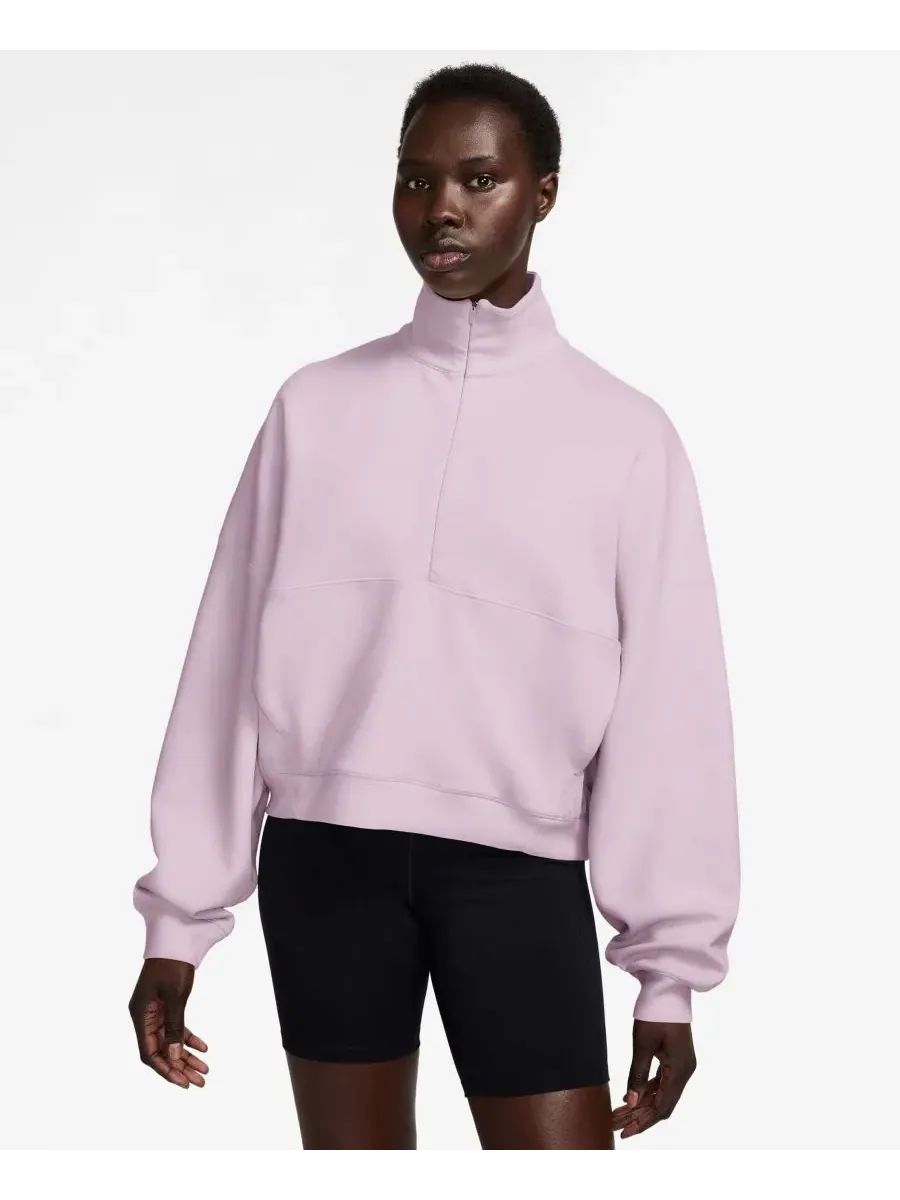 Женский топ оверсайз Nike 24.7 ImpossiblySoft с полузамком, Bleached Lilac — изображение 1 из 3, фиолетовый