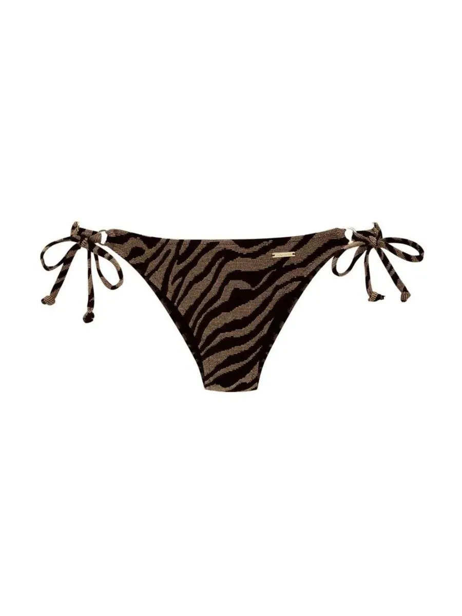 Плавки бикини с принтом, модель Zebra Print String LASCANA — изображение 6 из 7, черный золотистый