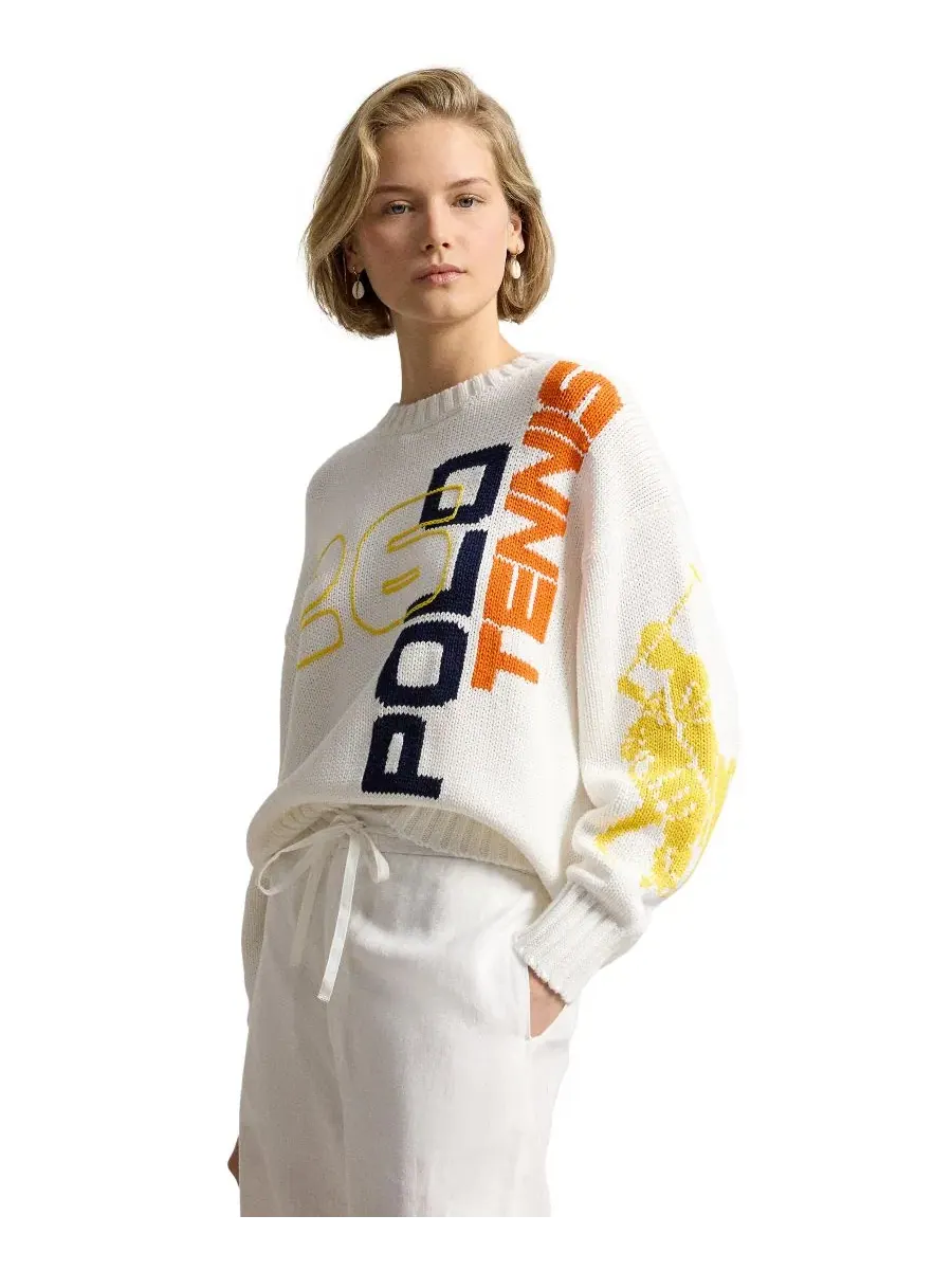 Свитер с принтом из хлопка, модель US Open Graphic Logo Polo Ralph Lauren — изображение 1 из 7, мульти