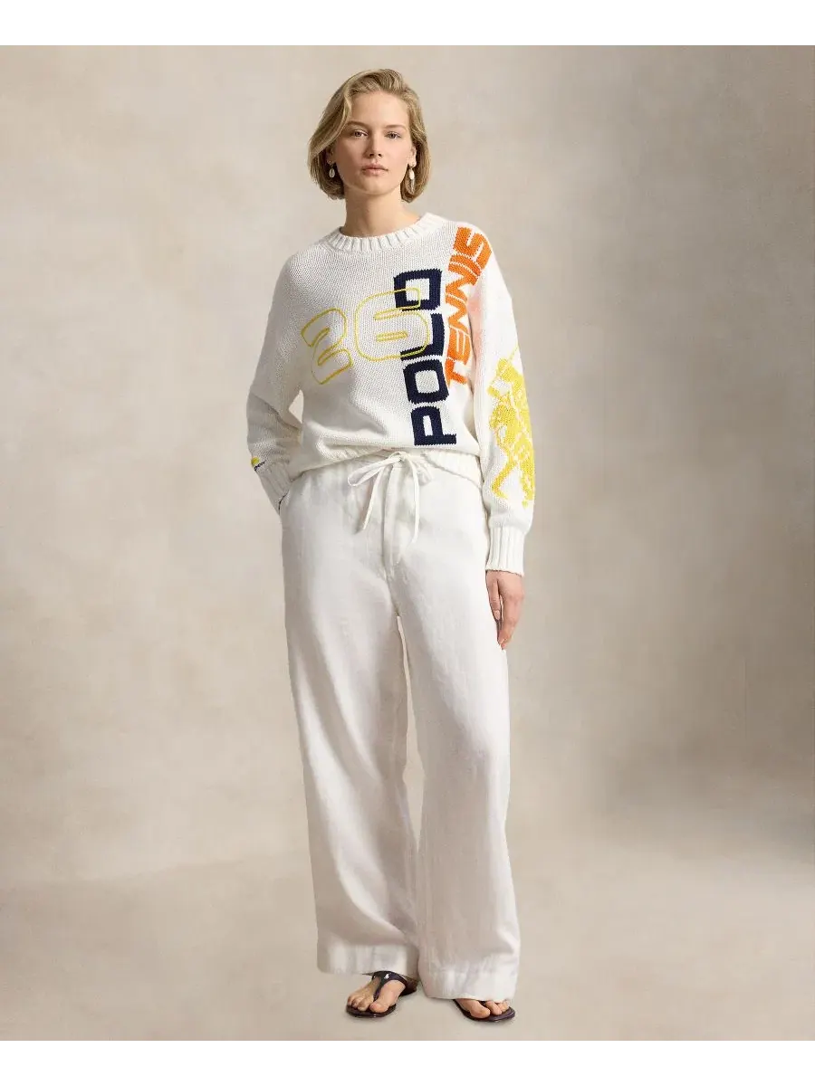 Свитер с принтом из хлопка, модель US Open Graphic Logo Polo Ralph Lauren — изображение 3 из 7, мульти