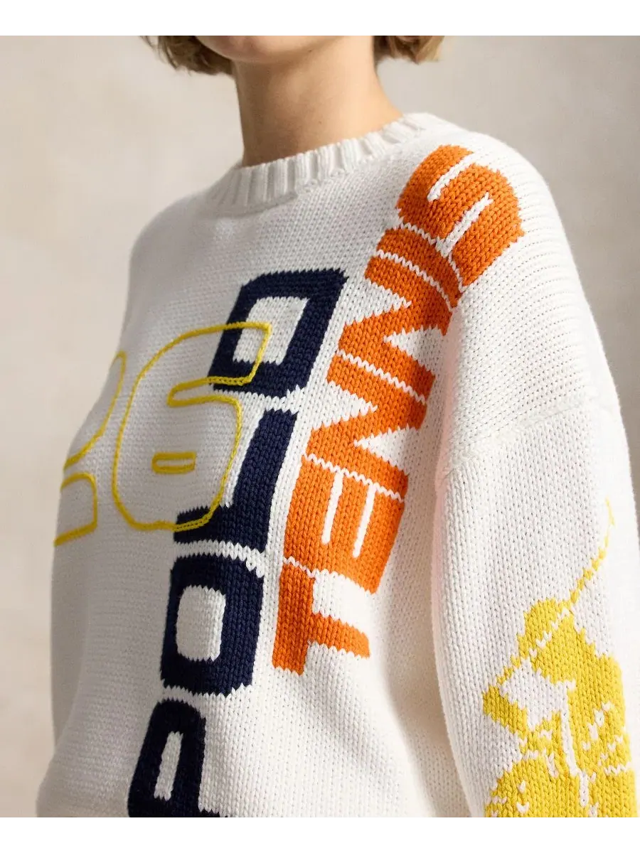 Свитер с принтом из хлопка, модель US Open Graphic Logo Polo Ralph Lauren — изображение 4 из 7, мульти