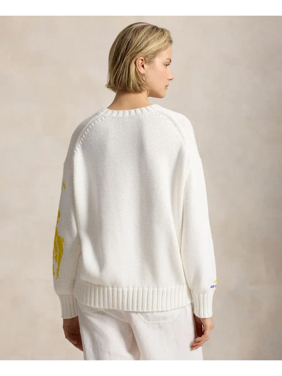 Свитер с принтом из хлопка, модель US Open Graphic Logo Polo Ralph Lauren — изображение 5 из 7, мульти