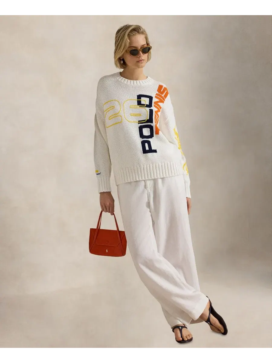Свитер с принтом из хлопка, модель US Open Graphic Logo Polo Ralph Lauren — изображение 7 из 7, мульти