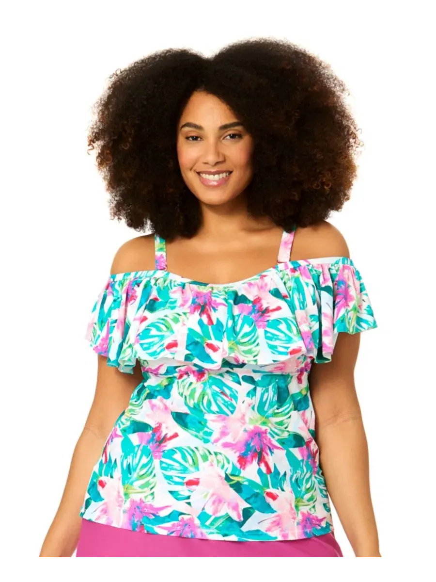 Танкини-топ с бандо Tortuga Plus Size Raisins Curve — мульти