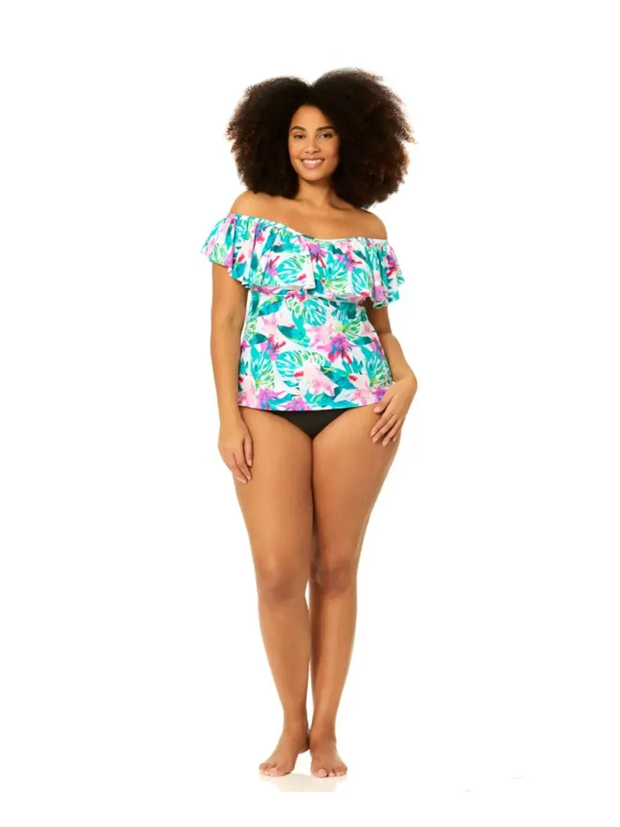 Танкини-топ с бандо Tortuga Plus Size Raisins Curve — изображение 5 из 6, мульти