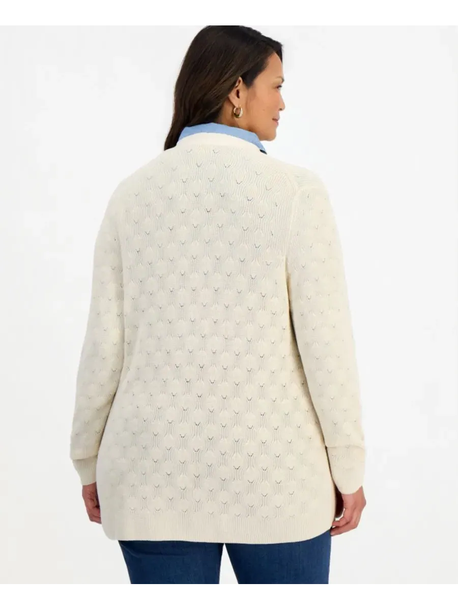Кардиган женский удлиненный с открытым передом, модель Textured Open-Front Style & Co — изображение 3 из 3, коричневый