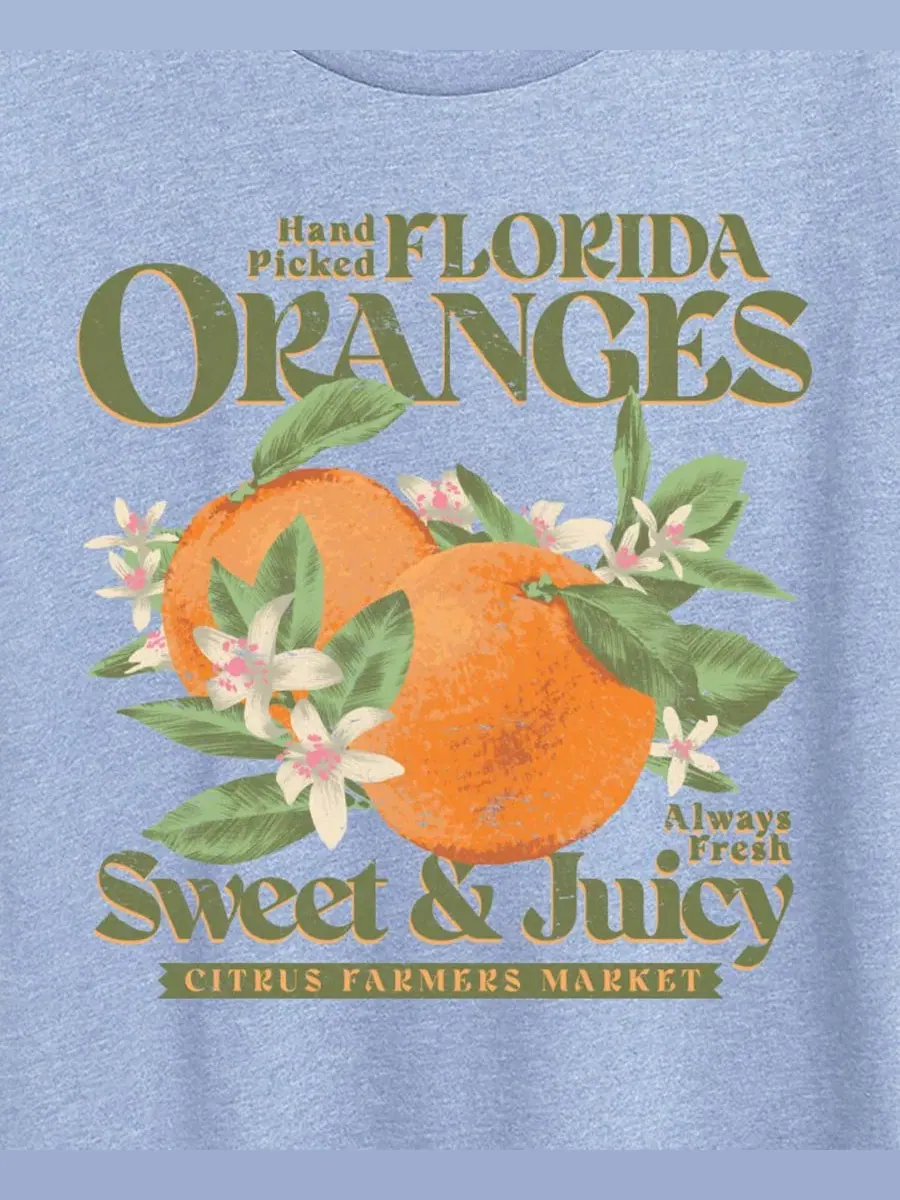Футболка с графическим принтом Florida Oranges с круглым вырезом и коротким рукавом Hybrid Apparel — изображение 3 из 3