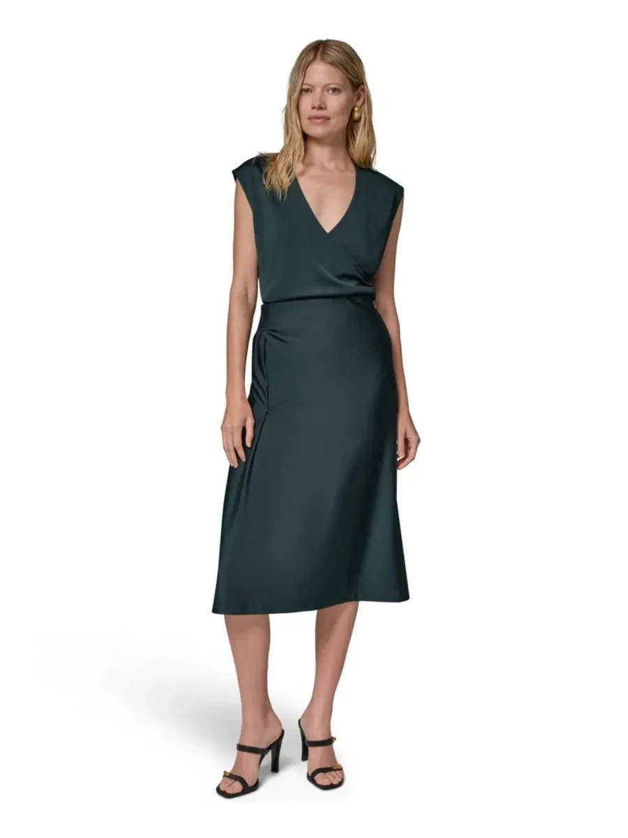Юбка-карандаш миди Sheen Ponte с закруткой Donna Karan New York — изображение 2 из 6, черный