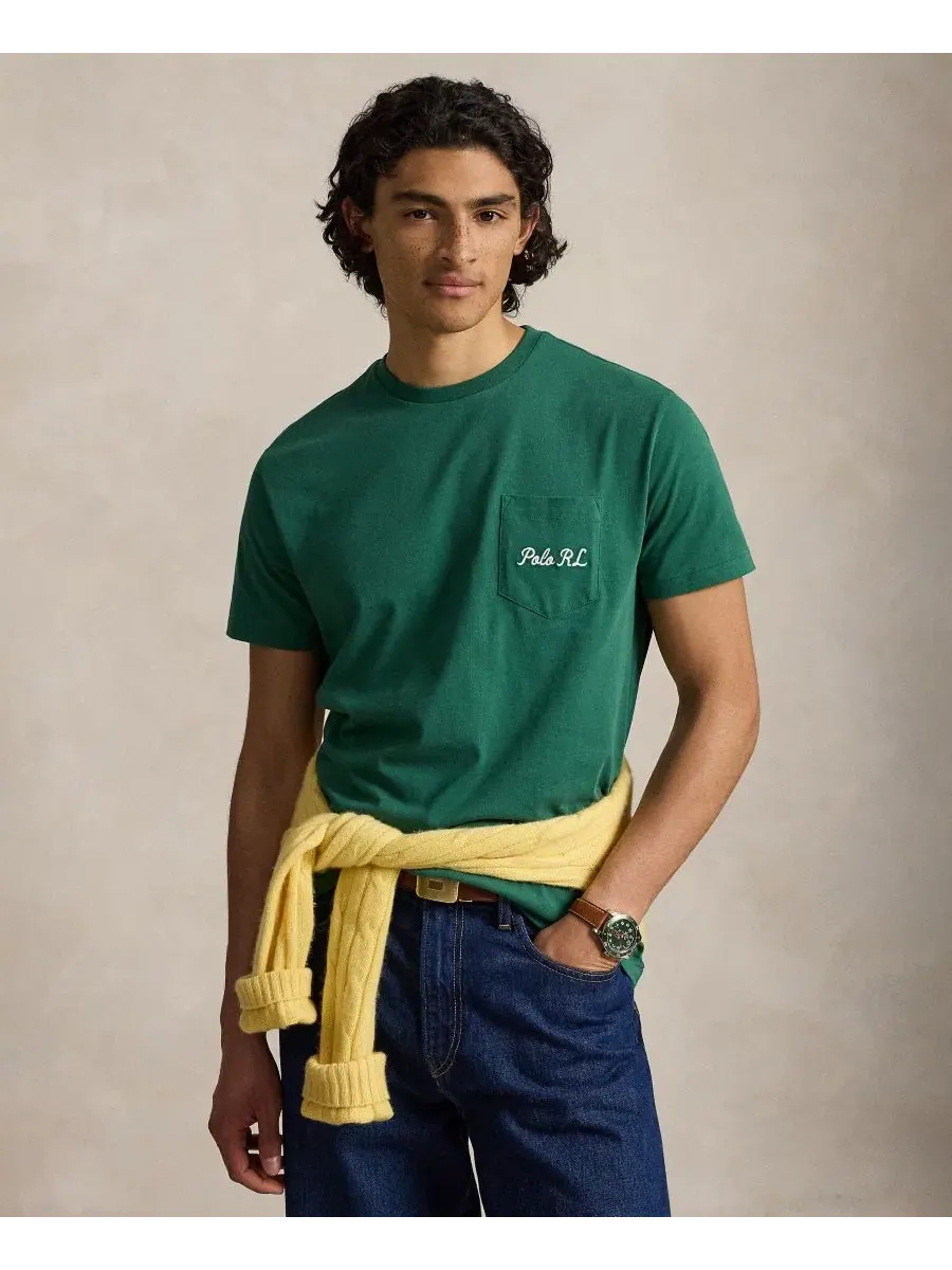 Футболка классического кроя с вышитым логотипом Polo и медведем Polo Ralph Lauren — изображение 1 из 4, зеленый