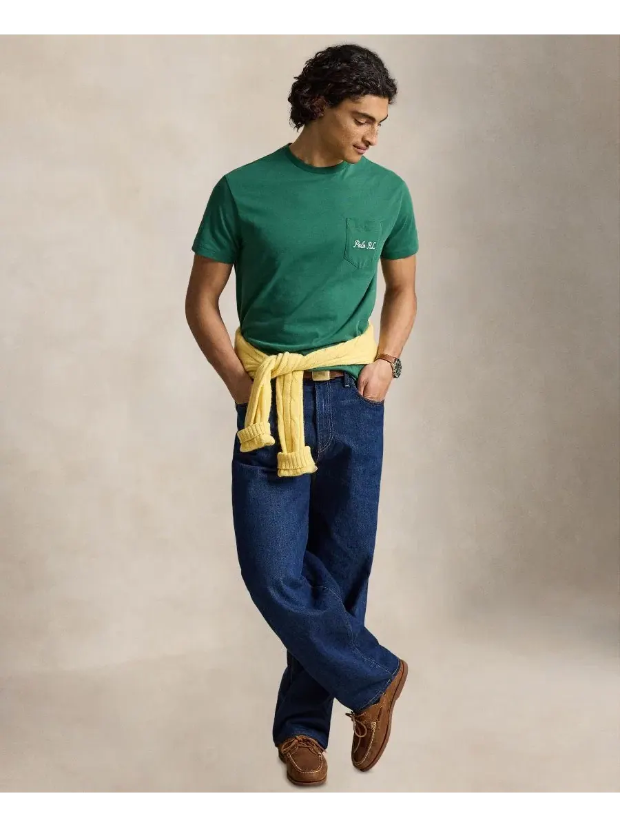 Футболка классического кроя с вышитым логотипом Polo и медведем Polo Ralph Lauren — изображение 2 из 4, зеленый