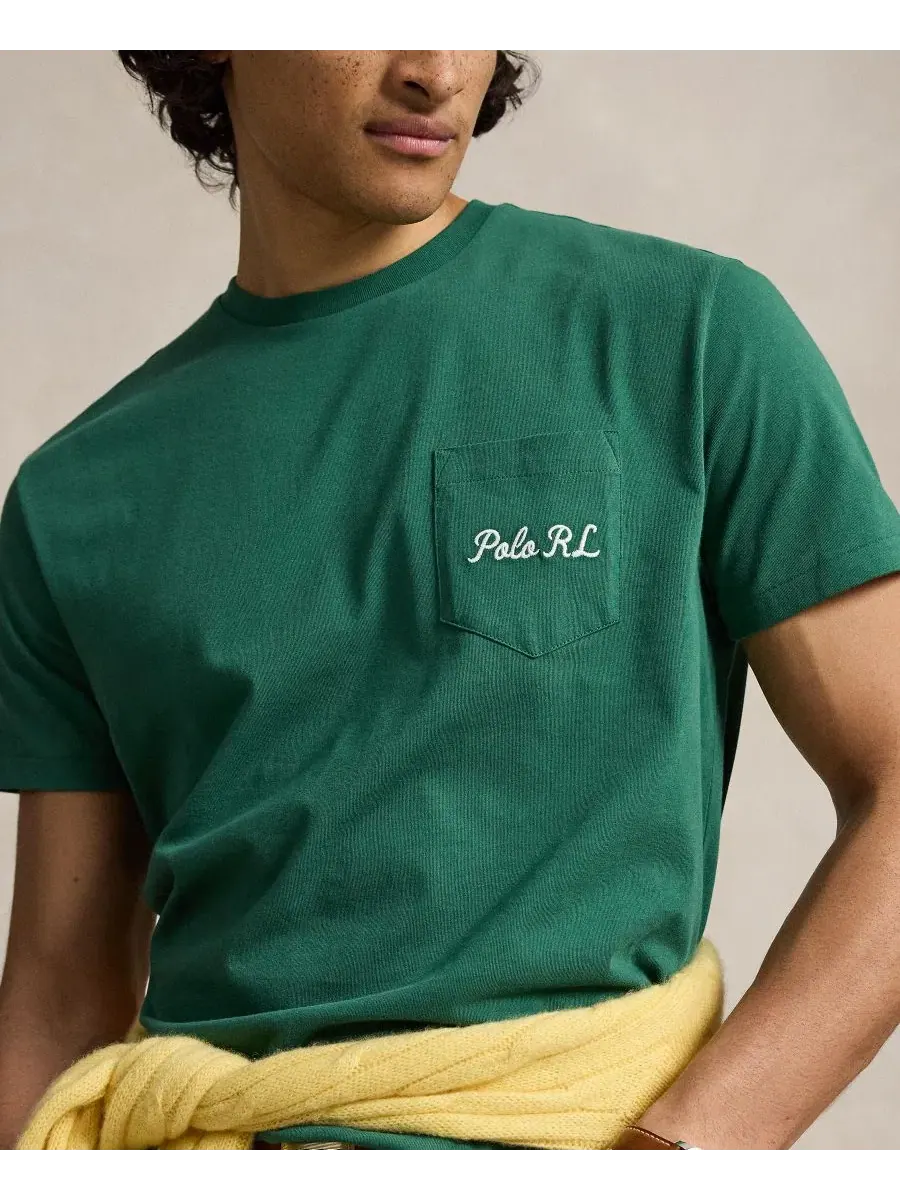 Футболка классического кроя с вышитым логотипом Polo и медведем Polo Ralph Lauren — изображение 3 из 4, зеленый