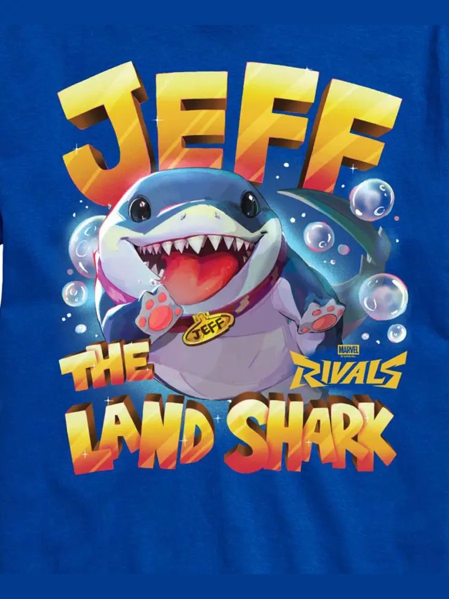 Футболка с графическим принтом Marvel Rivals Jeff The Landshark AIRWAVES — изображение 3 из 3, синий