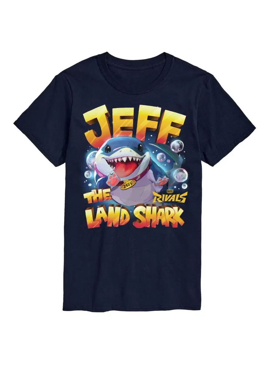 Футболка с графическим принтом Marvel Rivals Jeff The Landshark AIRWAVES — изображение 1 из 3, темно-синий