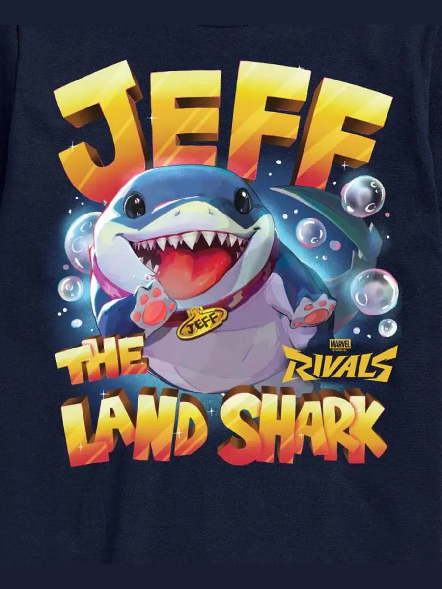 Футболка с графическим принтом Marvel Rivals Jeff The Landshark AIRWAVES — изображение 3 из 3, темно-синий