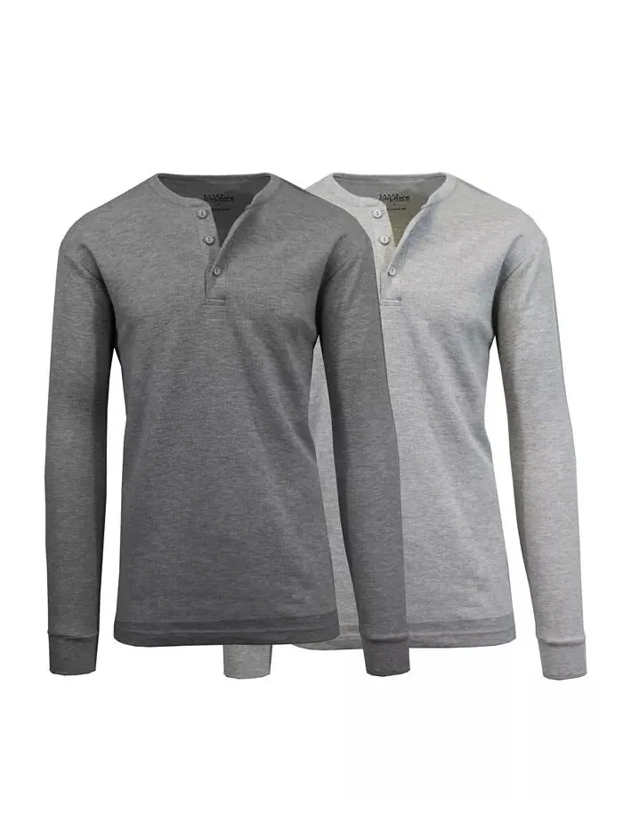 Мужская термофутболка с длинным рукавом Henley, упаковка из 2 шт Galaxy By Harvic — изображение 1 из 1, мульти