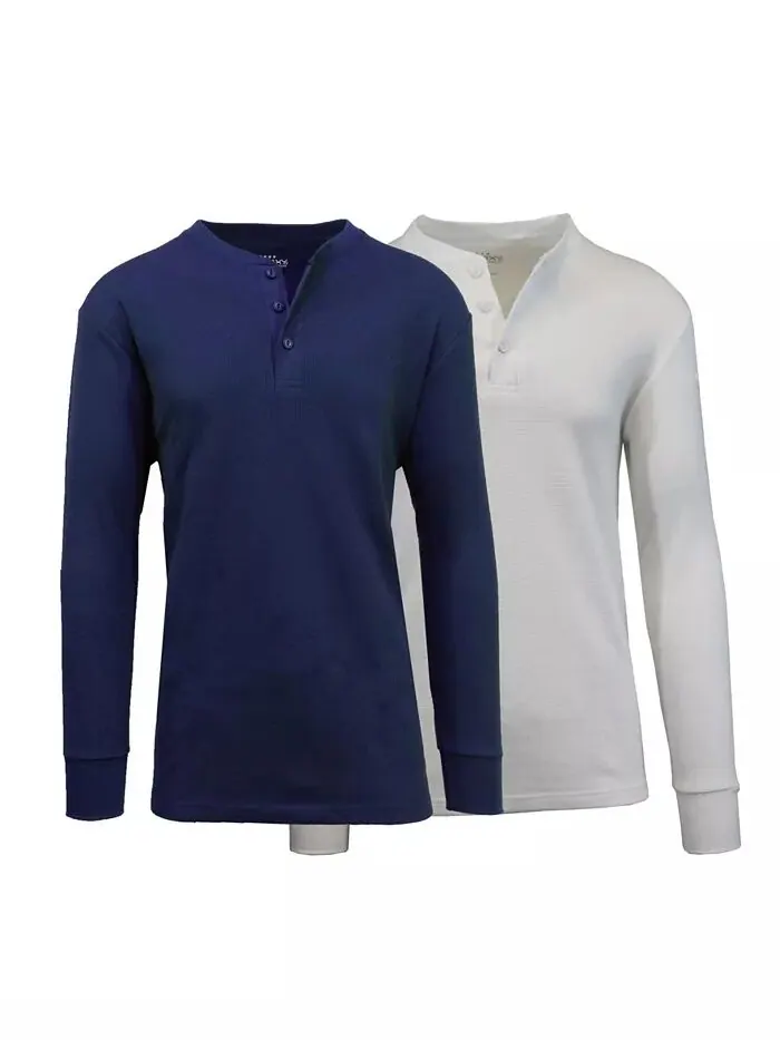 Мужская термофутболка с длинным рукавом Henley, упаковка из 2 шт Galaxy By Harvic — изображение 1 из 1, мульти