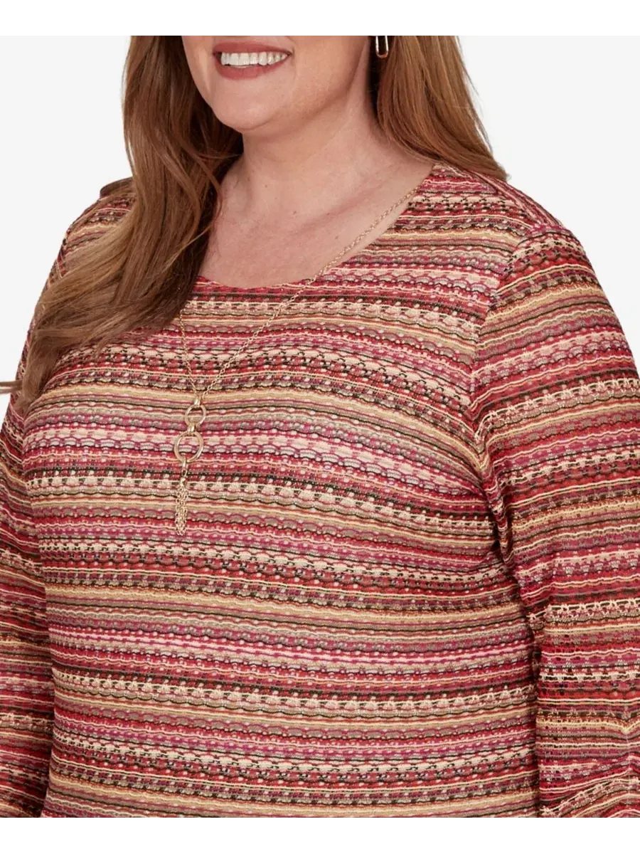 Футболка с принтом и 3/4 рукавом Union Square Plus Size Alfred Dunner — изображение 4 из 5, коричневый мульти